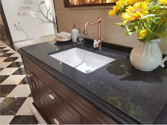 Customizable Euro Style Bathroom Vanity Cabinets With Gold Handles And Faucet