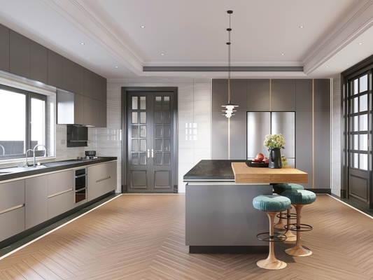 Ultima Edge Cold Metal Industrial Style Kitchen Cabinets With Dual Space Design