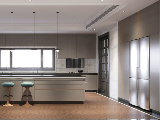 Ultima Edge Cold Metal Industrial Style Kitchen Cabinets With Dual Space Design