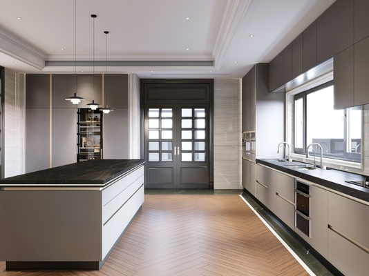 Ultima Edge Cold Metal Industrial Style Kitchen Cabinets With Dual Space Design