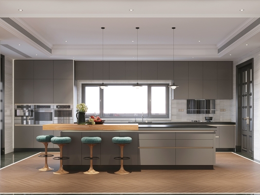 Ultima Edge Cold Metal Industrial Style Kitchen Cabinets With Dual Space Design
