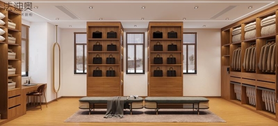 Φαντιόρ Ελέγαντα Προσαρμοσμένο Walk In Closet ξύλινο κόκκο με λύση πολλαπλής αποθήκευσης
