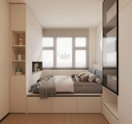 OEM Beige Tatami Αποθηκευτικό κρεβάτι με καμπυλωτή άκρη από ανοξείδωτο χάλυβα Στρογγυλή ντουλάπα